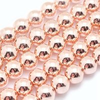 Electroplate Synthetic Hematite Beads Strands, Light Rose Gold, 4mm — Jewelry Beads