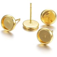 Trouvailles de Boucles d'Oreilles à Tige Ronde Plate en Acier Inoxydable 304, Plaqué Or 18K — Accessoires pour bijoux