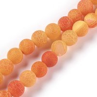 Natural Weathered Agate Beads Strands, Dyed Round Dark Orange 8mm