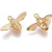 Brass Bee Pendants, Nickel Free, 18K Gold Plated