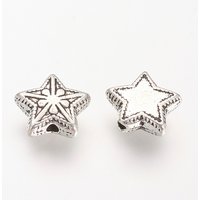 Tibetan Style Alloy Star Beads, Antique Silver, Cadmium & Lead Free