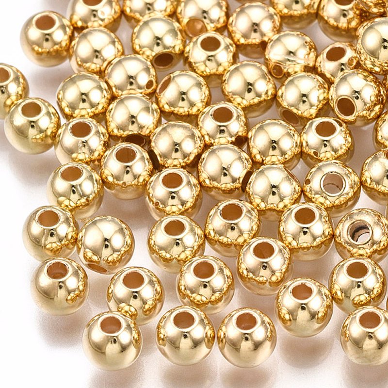 CCB Plastic Round Beads, Light Gold, 5x4.5mm — Jewelry Beads