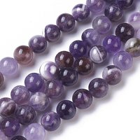 Natural Chevron Amethyst Beads Strands, Round, 10mm, 15.35 inch