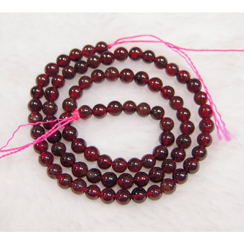 Perles de Grenat, Grade B, Ronde, 4mm, Trou 0.8mm — Perles à bijoux