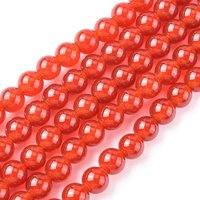 Fils de perles en cornaline naturelle, grade A, teintées, rondes, rouges, 6 mm — Perles à bijoux