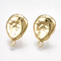 Alloy Stud Earring Findings with Steel Pins and Loop, Light Gold — Jewelry Findings