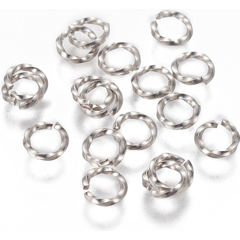 Anneaux sautés torsadés en acier inoxydable 304, 18 Gauge, 6x1mm — Accessoires pour bijoux