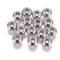 Perles glissantes en acier inoxydable 304 avec intérieur en caoutchouc, 6x3mm — Perles à bijoux