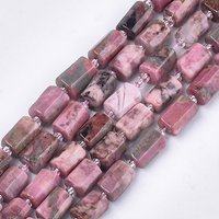 Fils de perles de rhodonite naturelle, facettées, colonne, 9-11x6-7mm — Perles à bijoux