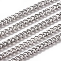 Handmade 304 Stainless Steel Cuban Link Chains, 7x5x2mm