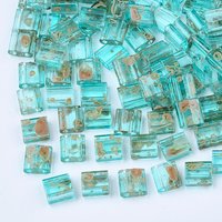 2-Hole Transparent Glass Seed Beads, Antique Style, Dark Turquoise — Jewelry Beads
