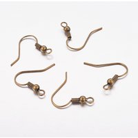 Brass Earring Hooks with Horizontal Loop, Antique Bronze, Nickel Free — Jewelry Findings