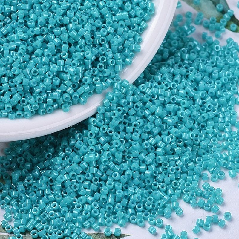 Perles Miyuki Delica, Perles de Semence Japonaises, Vert Turquoise Opaque Teinté — Perles à bijoux