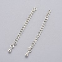 304 Stainless Steel Chain Extender, Soldered Chains, Silver — Jewelry Findings