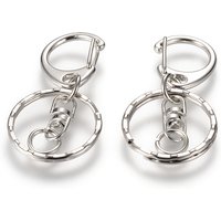 Alloy Key Clasps with Swivel Clasp and Split Key Rings, Platinum