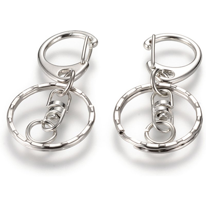 Alloy Key Clasps with Swivel Clasp and Split Key Rings, Platinum — Jewelry Findings