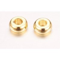 18K Gold Plated Brass Spacer Beads, Nickel Free, Flat Round — Jewelry Beads