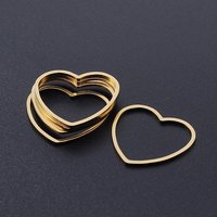 201 Stainless Steel Heart Linking Rings, Laser Cut, Golden