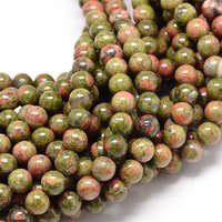 Unakite Natural Gemstone Round Bead Strands, 8mm, 48pcs — Jewelry Beads