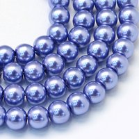 Baking Painted Pearlized Glass Round Bead Strands, Slate Blue — Jewelry Beads