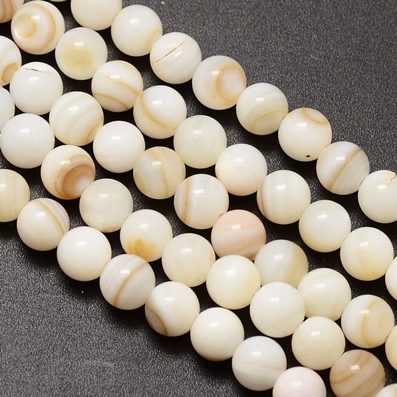 Natural Freshwater Shell Round Bead Strands, 6mm, 62pcs — Jewelry Beads