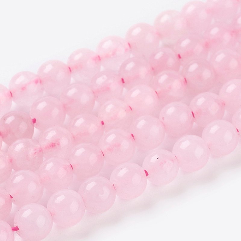 Brins de perles de quartz rose naturel, rond, 4mm, 8 pouces — Perles à bijoux