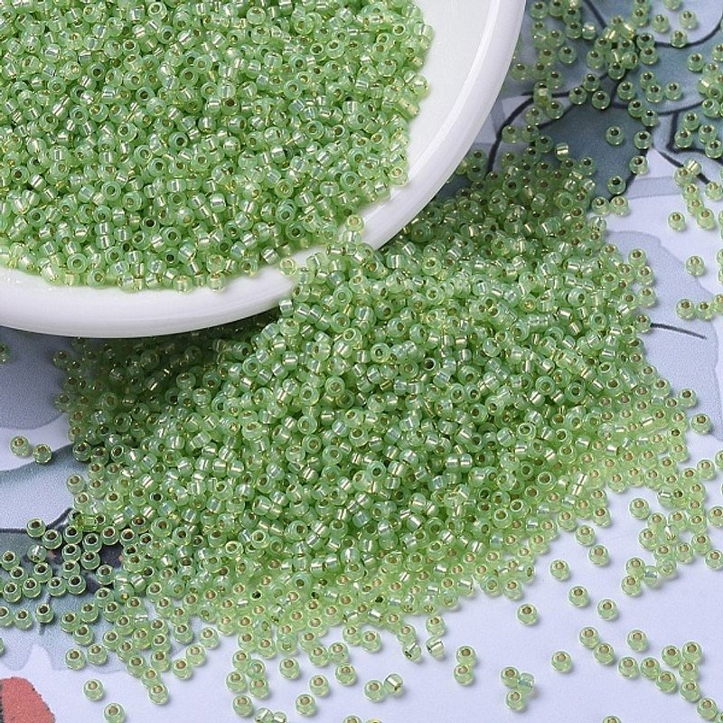 Perles Rocailles Miyuki, Lime Opal Argenté, 2x1.3mm — Perles à bijoux