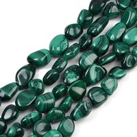 Brins de Perles de Malachite Naturelle, Nuggets, Pierre Polie, 8-12mm