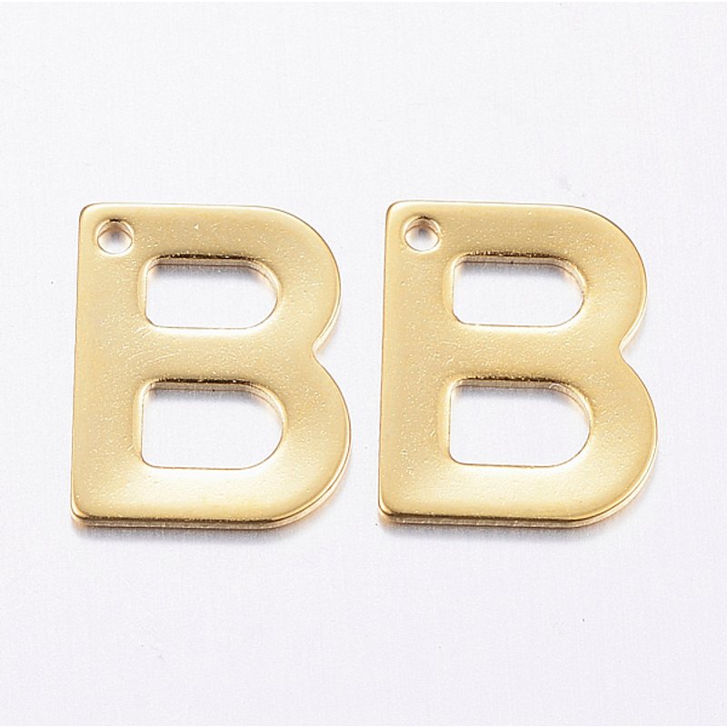 Charm en Acier Inoxydable Lettre B, Plaqué Or 18K — Breloques et pendentifs