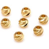 Perles de séparation en laiton sculpté, rondes, dorées, 5x4mm — Perles à bijoux