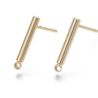 Brass Stud Earring Findings with Loops, Nickel Free, 18K Gold Plated