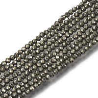Brins de perles de pyrite naturelle, facettées, rondes 2mm, 191-194pcs — Perles à bijoux