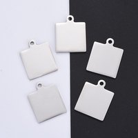 Pendants en acier inoxydable 304, étiquettes à estampiller, carrés, polis — Breloques et pendentifs