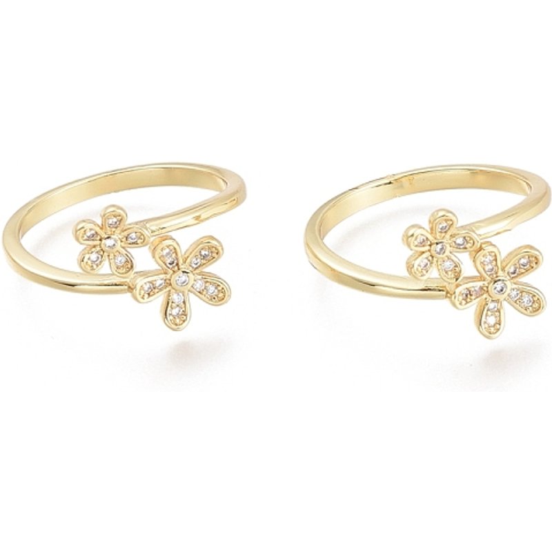Bague ouverte en laiton avec zircon cubique clair - Taille 7.25 — Bijoux fantaisie