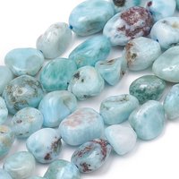 Fils de perles de larimar naturel, nuggets, pierre polie, 15,55 pouces — Perles à bijoux
