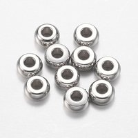 Perles plates rondes en acier inoxydable 304 sans ternissement, 4x2mm — Perles à bijoux