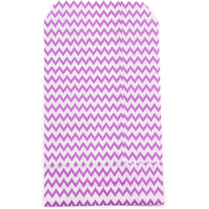 Sacs en papier kraft blanc, sans poignées, motif ondulé, violet — Rangement et présentation