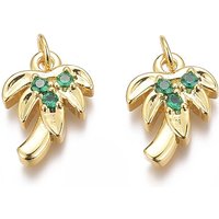 Brass Micro Pave Green Cubic Zirconia Coconut Tree Charm — Charms & Pendants