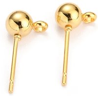 304 Stainless Steel Ball Post Stud Earring Findings with Loop
