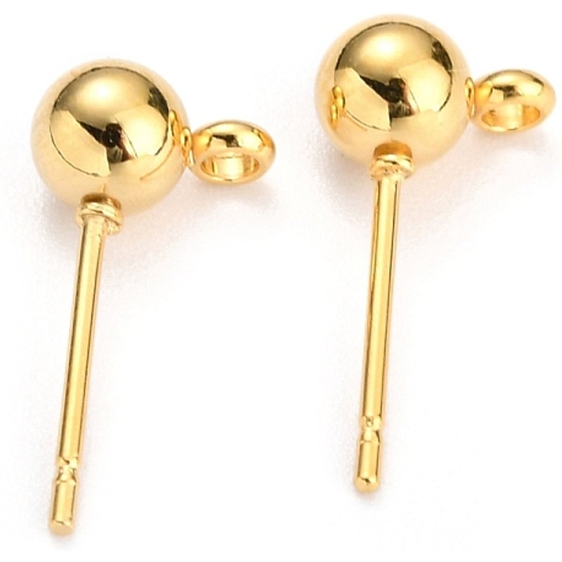 304 Stainless Steel Ball Post Stud Earring Findings with Loop — Jewelry Findings