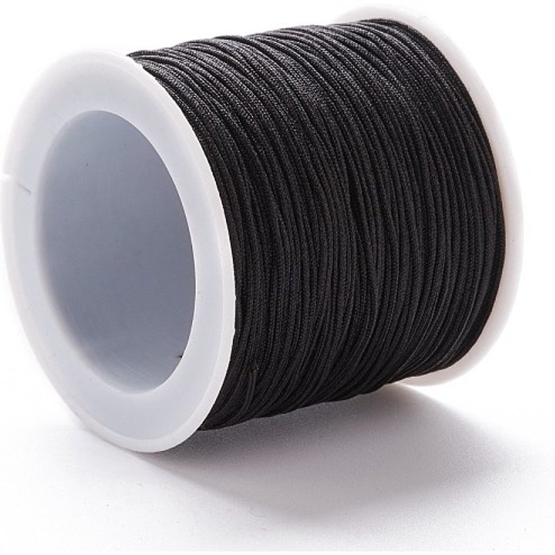 Fil en nylon tressé pour la fabrication de bijoux, noir, 0,8 mm, 100 verges — Chaînes, fils et cordons