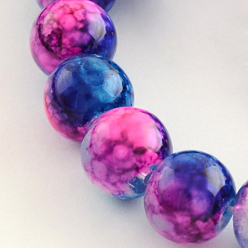 Baking Painted Glass Bead Strands, Round, Deep Pink, 8mm — Jewelry Beads