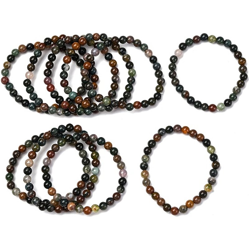 Bracelet Élastique en Agate Indienne Naturelle, Diamètre Intérieur de 2,25 po — Bracelet Femme