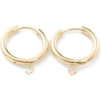 201 Stainless Steel Huggie Hoop Earring Findings with Gold Plating