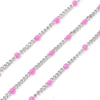 Chaînes de curb en acier inoxydable 304 émaillées avec bobine, rose perle, 32,80 pieds — Chaînes, fils et cordons
