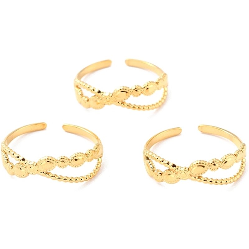 Ion Plating 304 Stainless Steel Finger Cuff Rings, Golden, Size 7 1/4 — Costume Jewelry