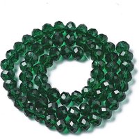 Faceted Dark Green Glass Beads Strands, Rondelle, 8x6mm — Jewelry Beads