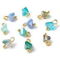 Charms en verre électroplaqué avec épingles à tête ronde en laiton, triangle, turquoise — Breloques et pendentifs