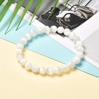 Natural Selenite Beads Stretch Bracelet, 2-1/8 inch Inner Diameter