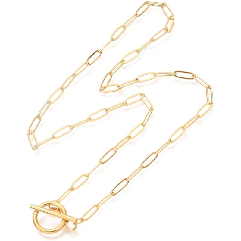 Collier Chaîne Paperclip en Acier Inoxydable PVD Unisexe — Collier pendentif